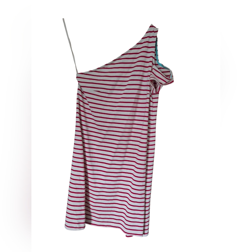 Maeve Anthropologie Marketa One Shoulder Red Striped Dress Small